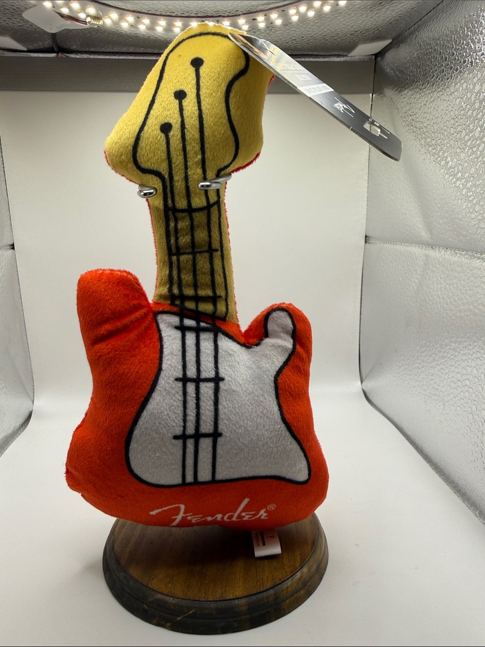 Fender Plush Guitar Dog Toy - Orange, Yellow & White